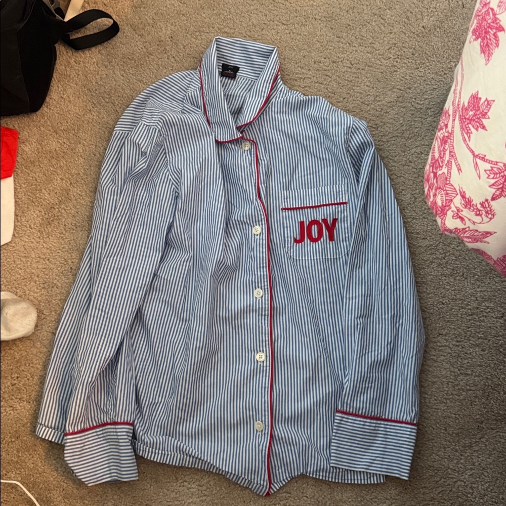 J. Crew Blue and White Striped Pajama Top
